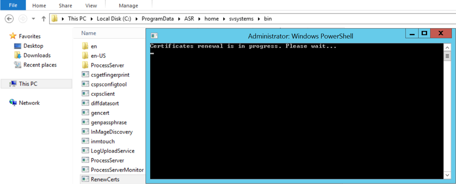 Screenshot that shows certificate renewal.