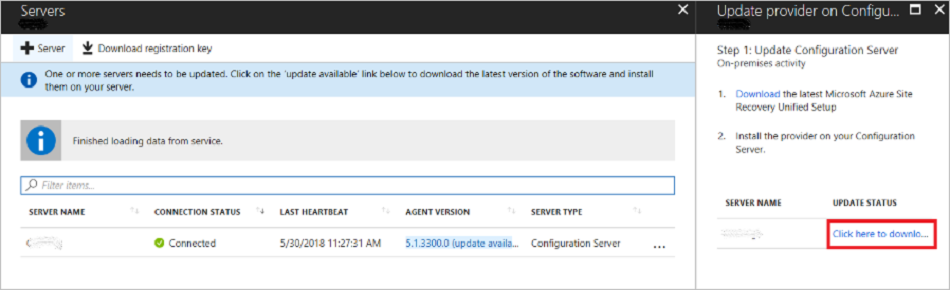 Screenshot that shows where to select to download the update installer file.