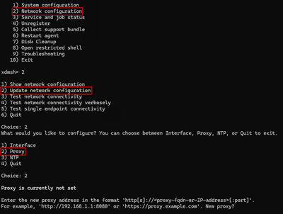 A screenshot showing the proxy configuration screen in the Storage Mover Agent.