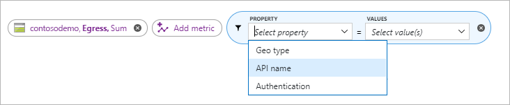 Screenshot showing API name selected as the filter property.