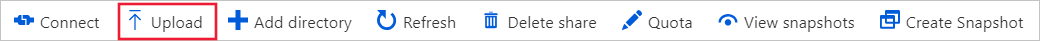 Screenshot showing where to find the Upload button for the new classic file share.