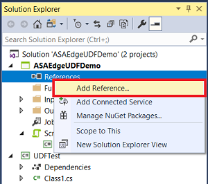 Screenshot of adding a reference to a C# project in Visual Studio.