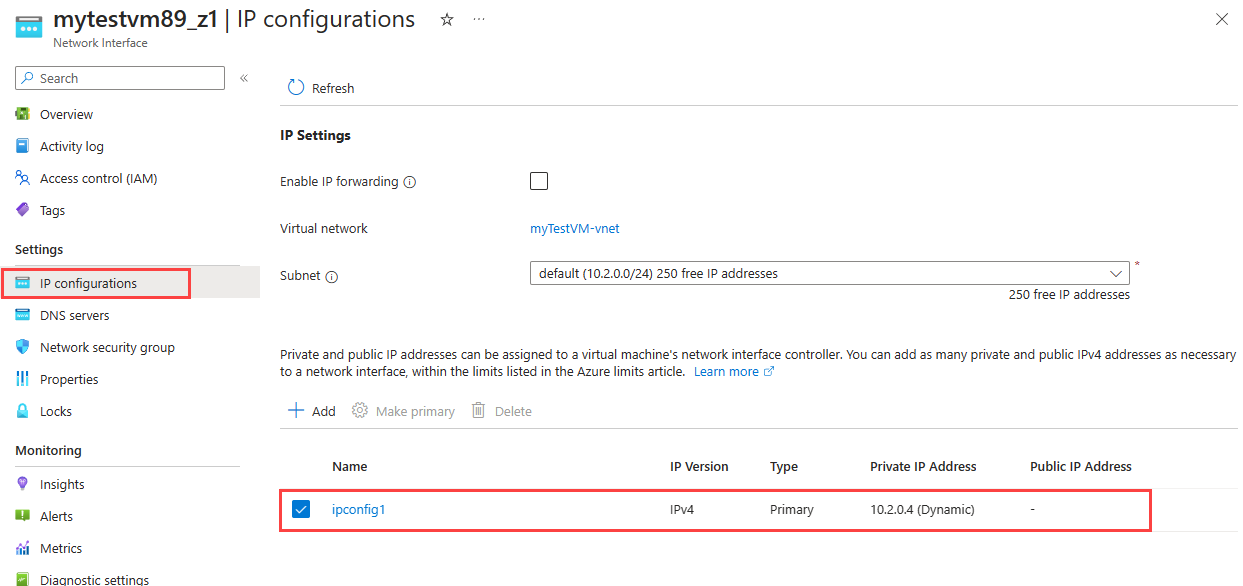 Screenshot of how to select the I P configuration of a network interface.
