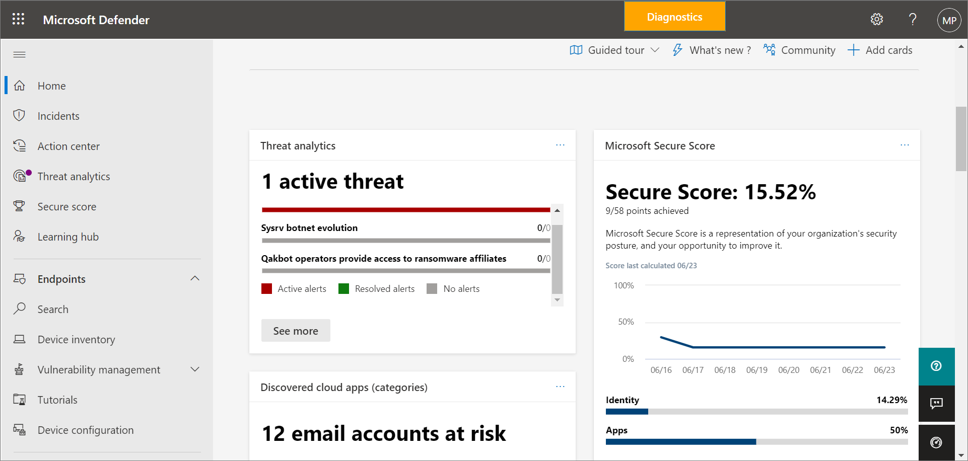 Screenshot of the Microsoft Defender portal.