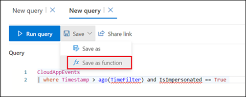 Screenshot of the Save menu showing where to select Save as function to create a reusable custom function.
