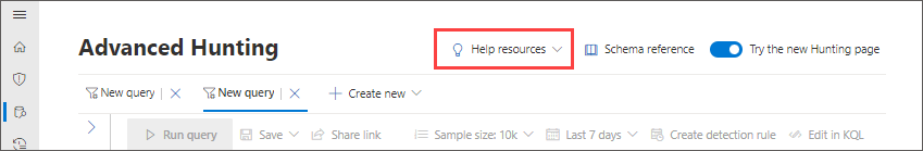 Screenshot of Help resources menu with Learn more and Take the tour options