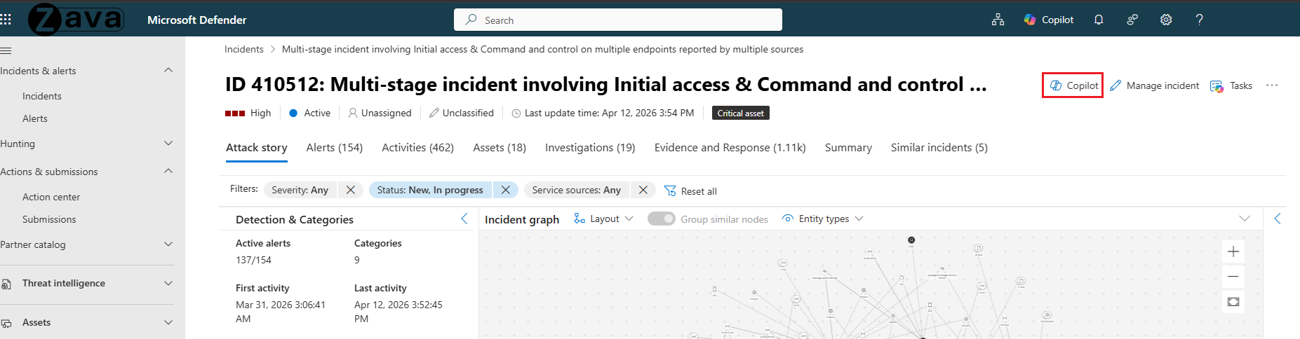 Screenshot that shows the Copilot tab in the top right corner of the screen.