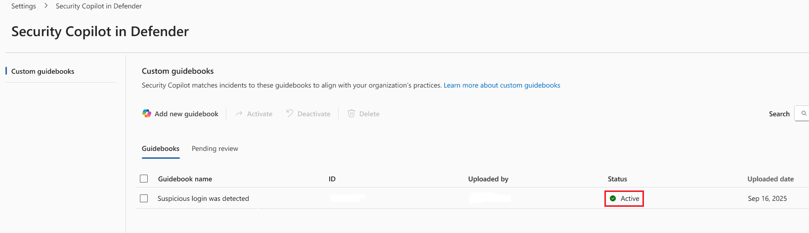 Screenshot of the active guidebooks tab.