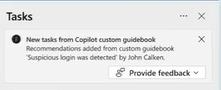 Screenshot of the feedback window for guided responses.