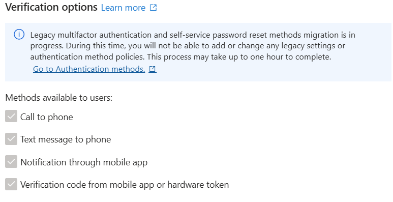 Screenshot showing the availableMFAMethods property under StrongAuthenticationDetails.