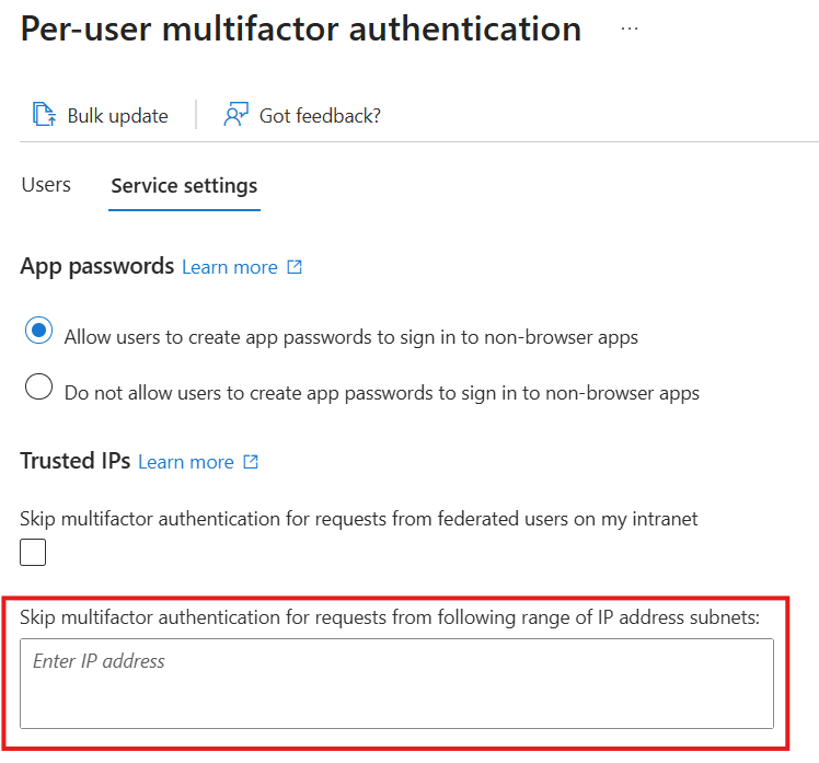 Screenshot showing the ipAllowList property under StrongAuthenticationPolicy.