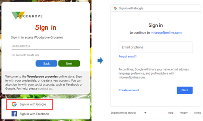Google sign-in flow after the user selects Sign in with Google.
