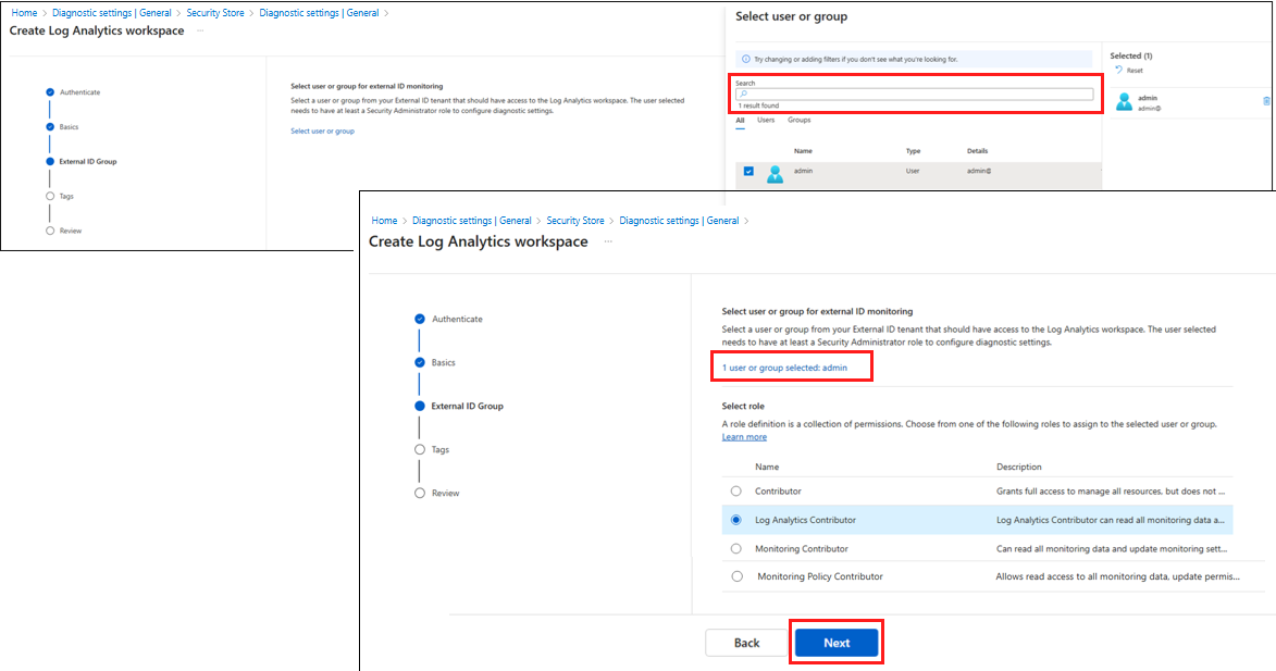 Screenshot that shows how to add users, groups, and roles.