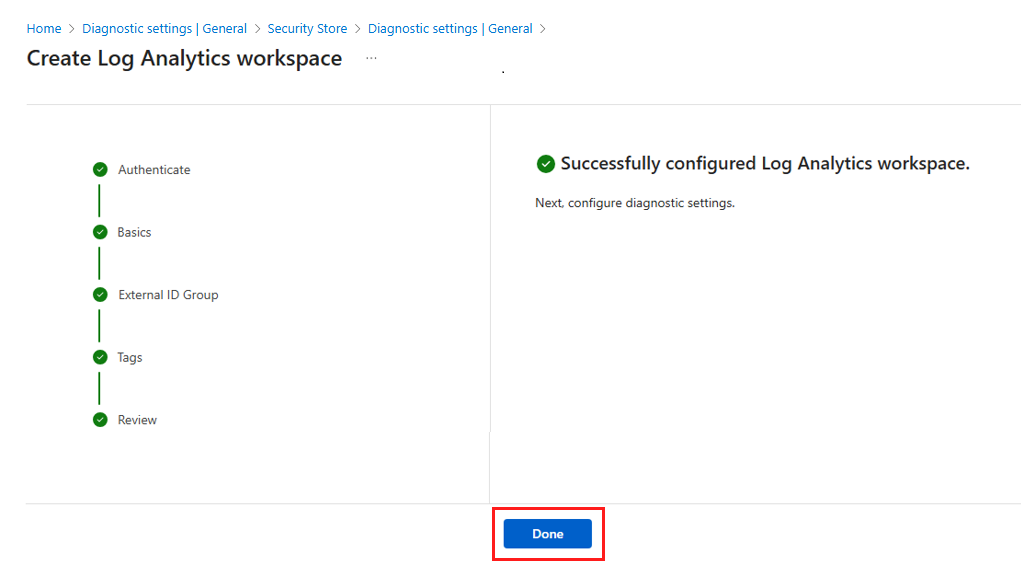 Screenshot that shows the setup completion message.