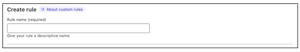 Screenshot of the name field on the create rule dialog.