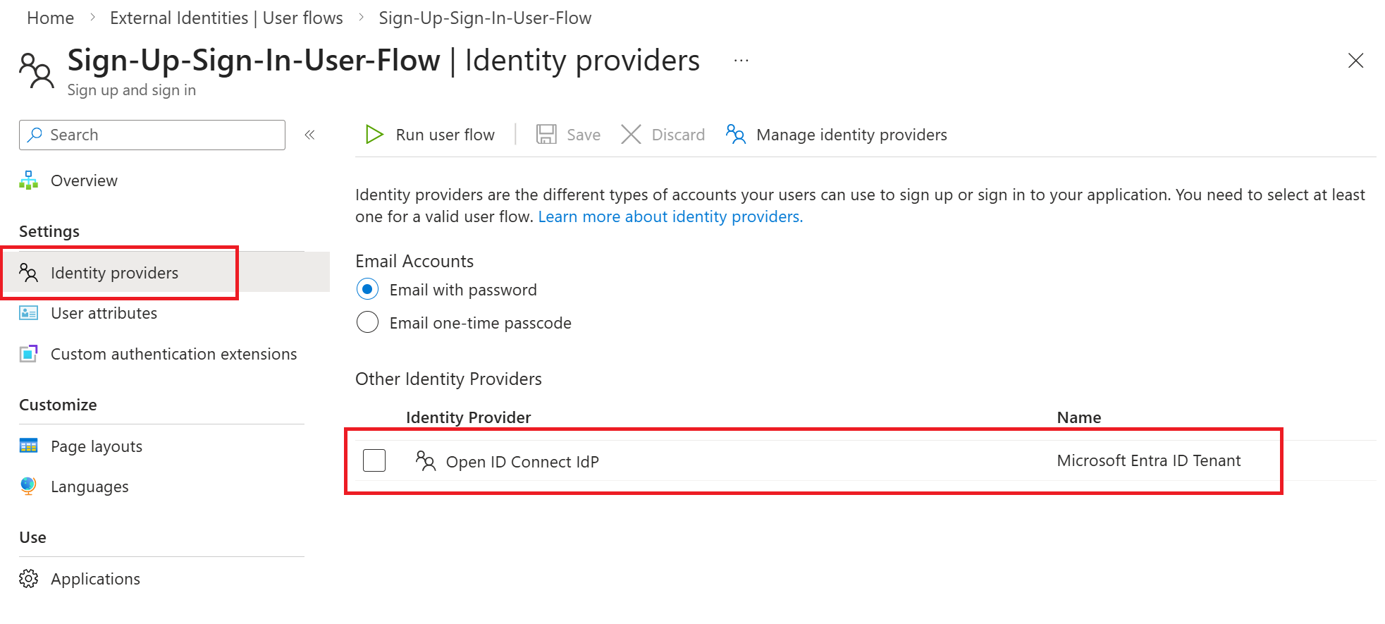 Screenshot of the custom OIDC provider in the IdP list.