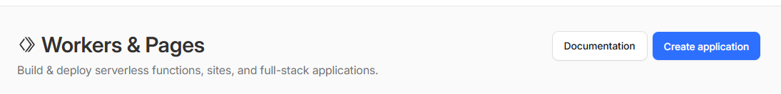 Screenshot showing the Create application option in Cloudflare.