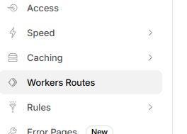 Screenshot showing the Cloudflare Workers Routes page.