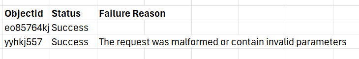 Screenshot of downloading the bulk operation results.