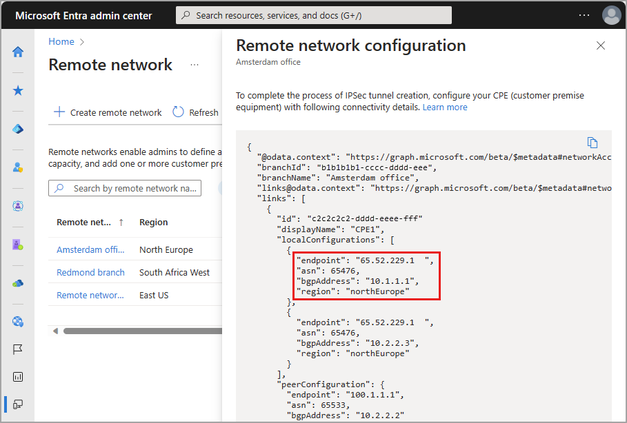 Screenshot that shows the view configuration details panel.