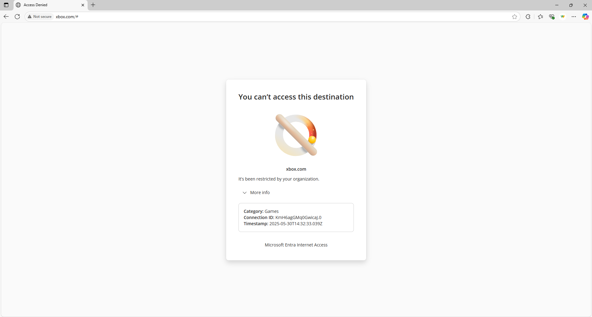 Screenshot that shows a plaintext browser error for unencrypted or TLS inspected HTTP traffic.