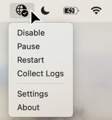 Screenshot that shows the list of Global Secure Access client actions.