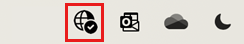 Screenshot of the system tray with the icon for connectivity to Global Secure Access highlighted.