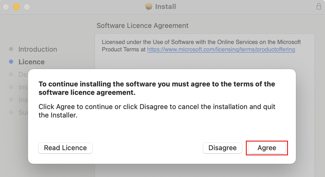 Screenshot of the License step of the Install wizard, showing the software license agreement dialog.