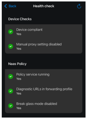 Screenshot of the health check utility.