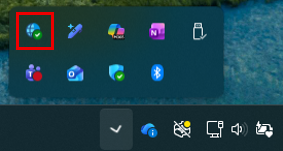 Screenshot showing the GSA client icon in the Windows system tray.