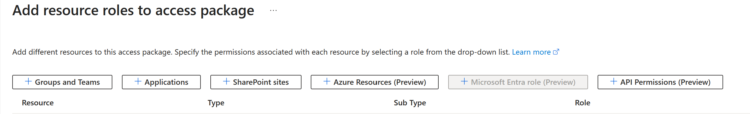 Access package - Add resource roles