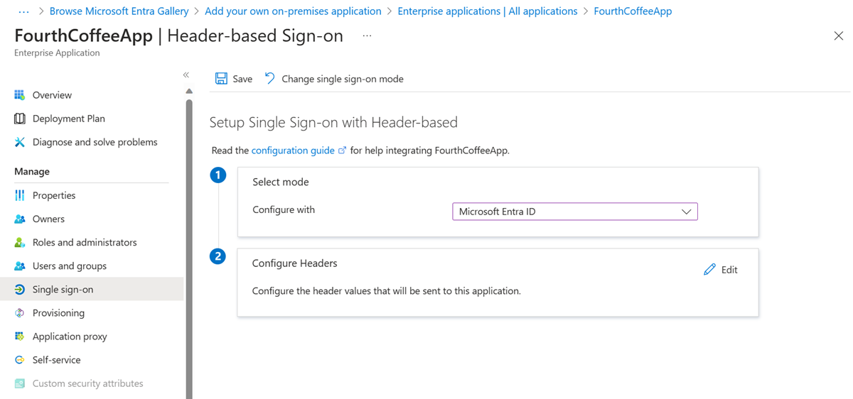 Header-based sign-on configuration page with PingAccess download link.