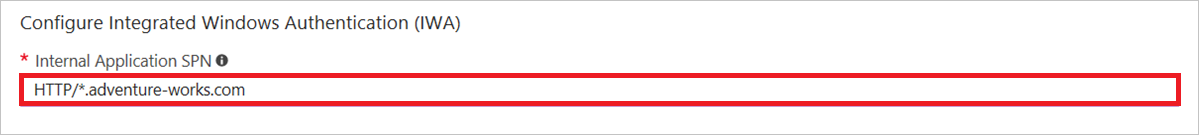 Screenshot that shows a wildcard in the SPN configuration field.