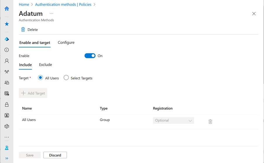 Screenshot of how to scope usage of the external MFA for specific users.