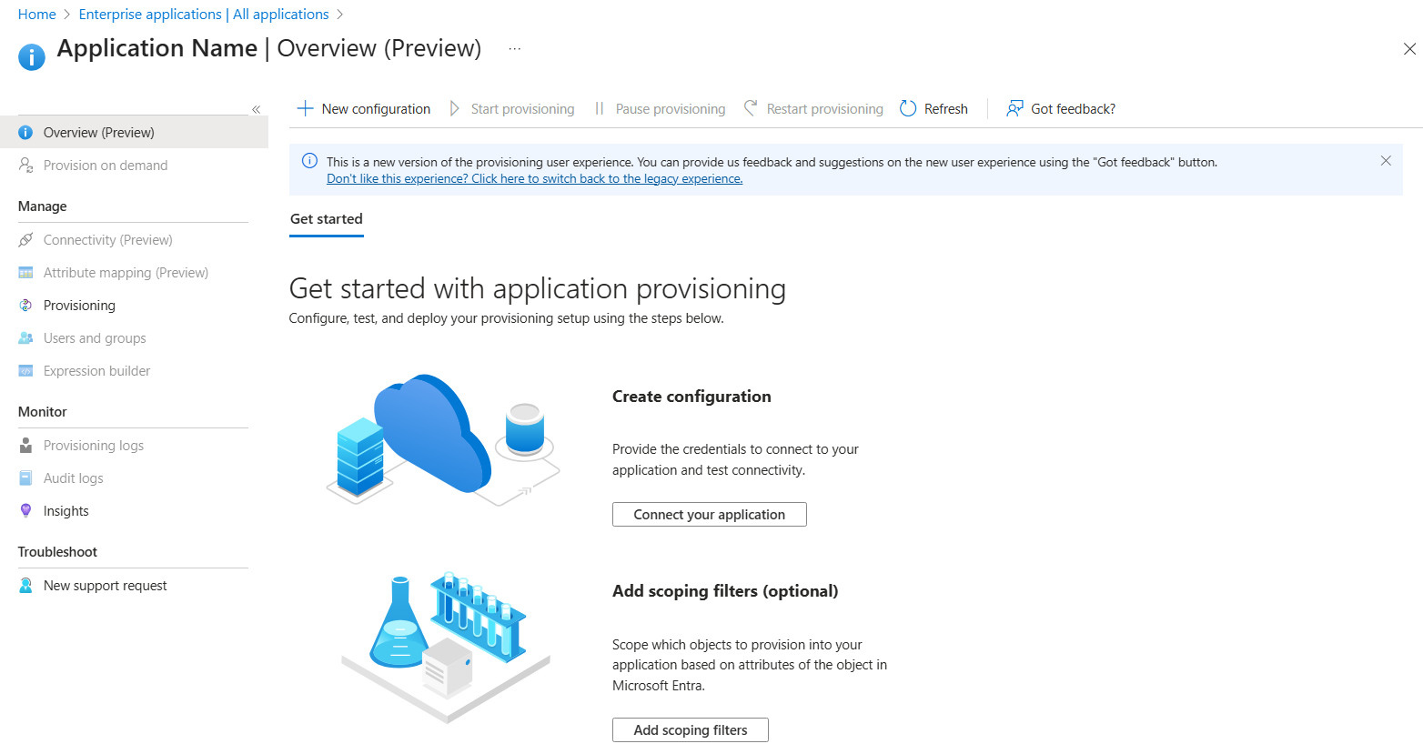 Screenshot of Provisioning tab automatic.