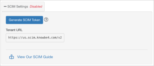 Screenshot of the SCIM tenant URL configuration settings.