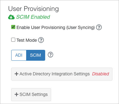 Screenshot of User Provisioning (User Syncing).