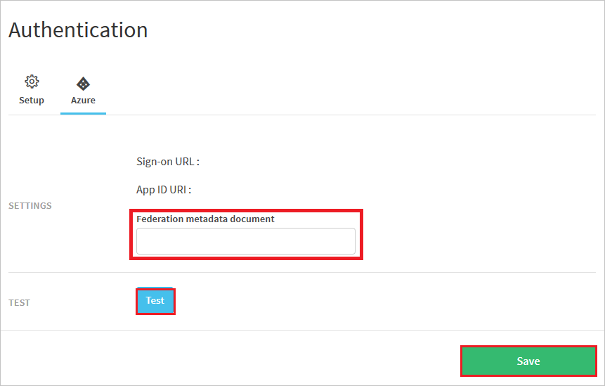 Federation Screenshot shows the Printix.net page where you can specify a Federation metadata document.