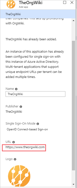Screenshot of The Org Wiki login page with the URL called out.