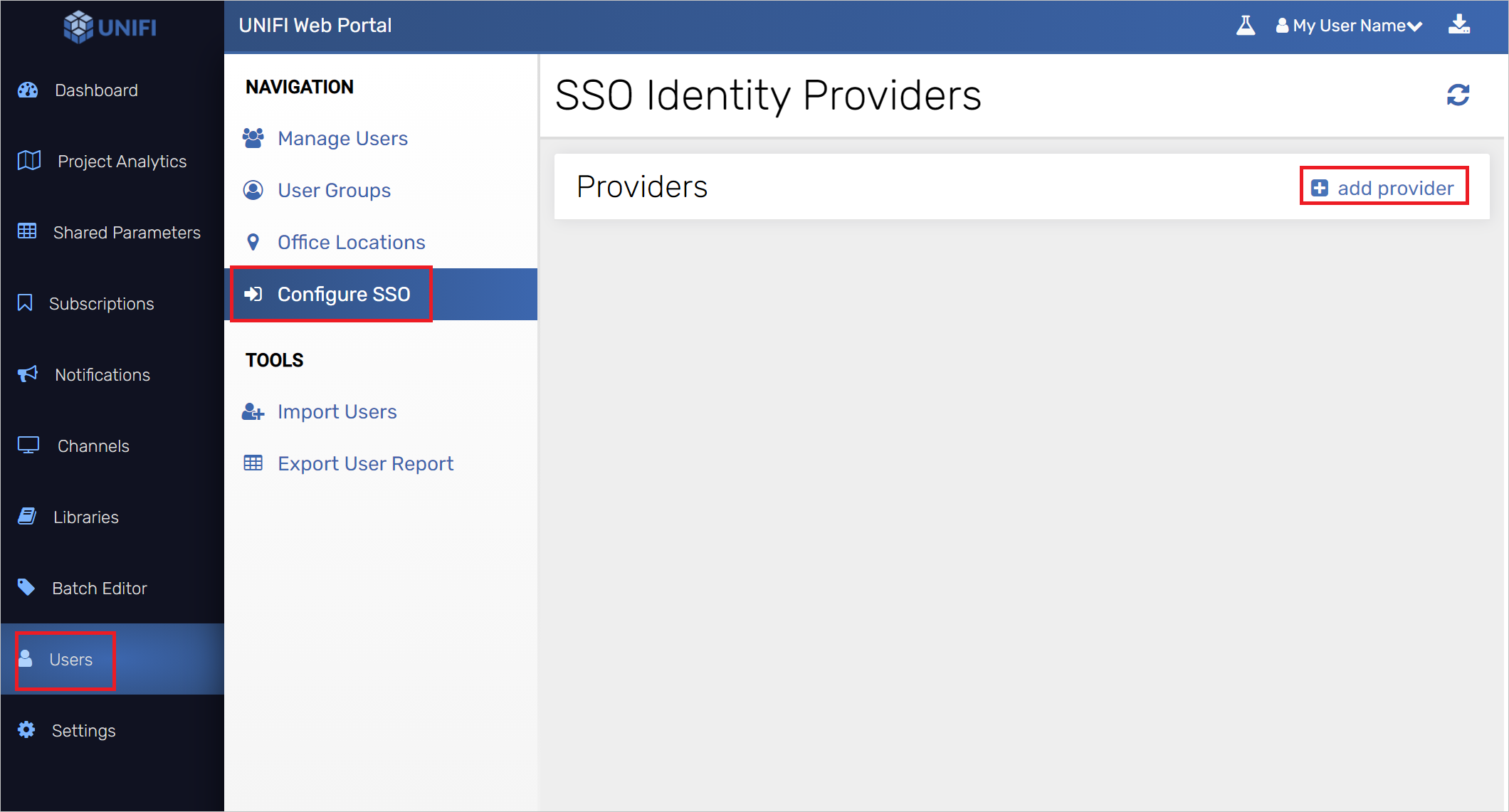 Screenshot of Add Identity Provider View.