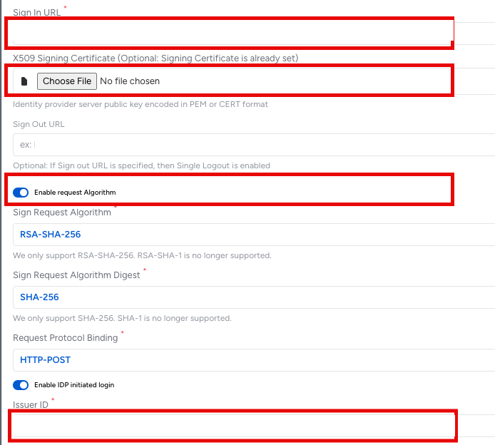 Screenshot that shows the Configuration of SSO Authentication.