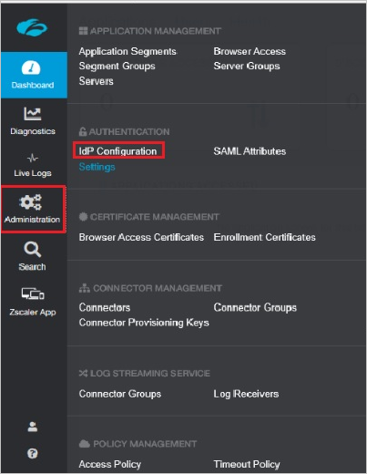 Screenshot of Zscaler Private Access (ZPA) Admin Console.
