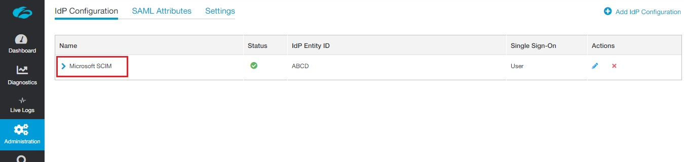Screenshot of Zscaler Private Access (ZPA) Idp Name.