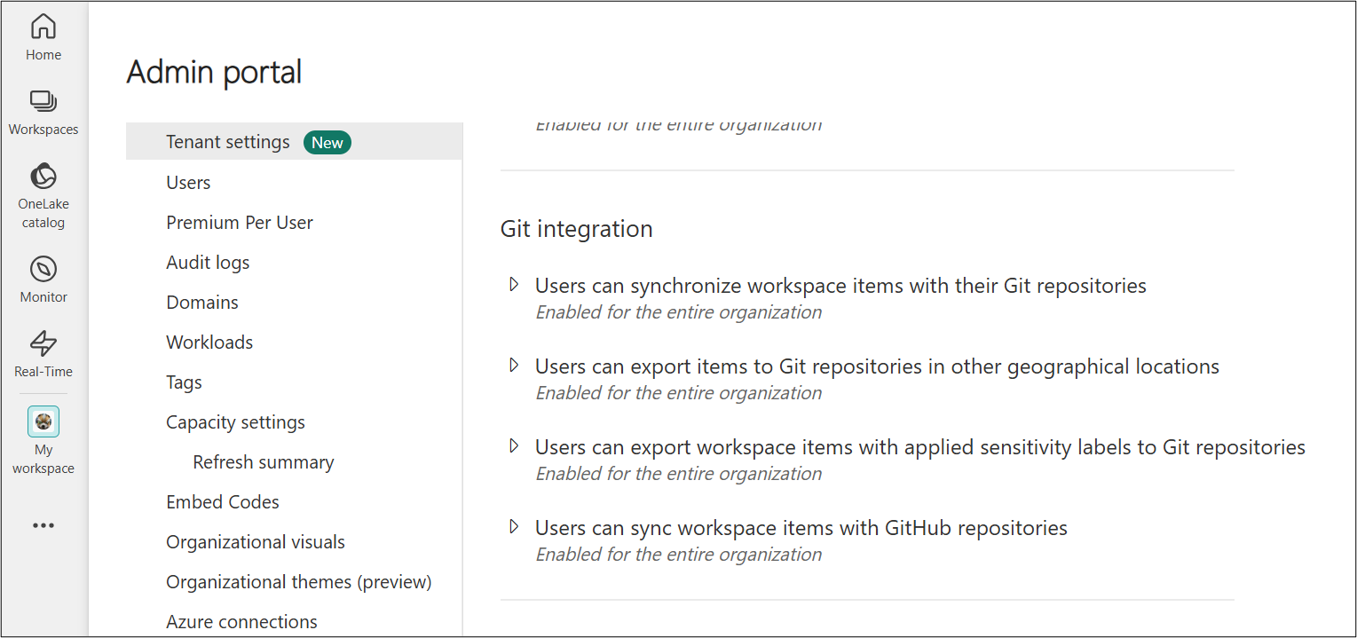 Screenshot of workspace settings.