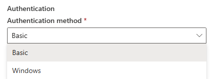 Screenshot showing the authentication method for SAP HANA.
