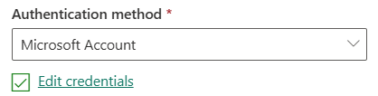 Screenshot showing that Microsoft Account method for Snowflake.