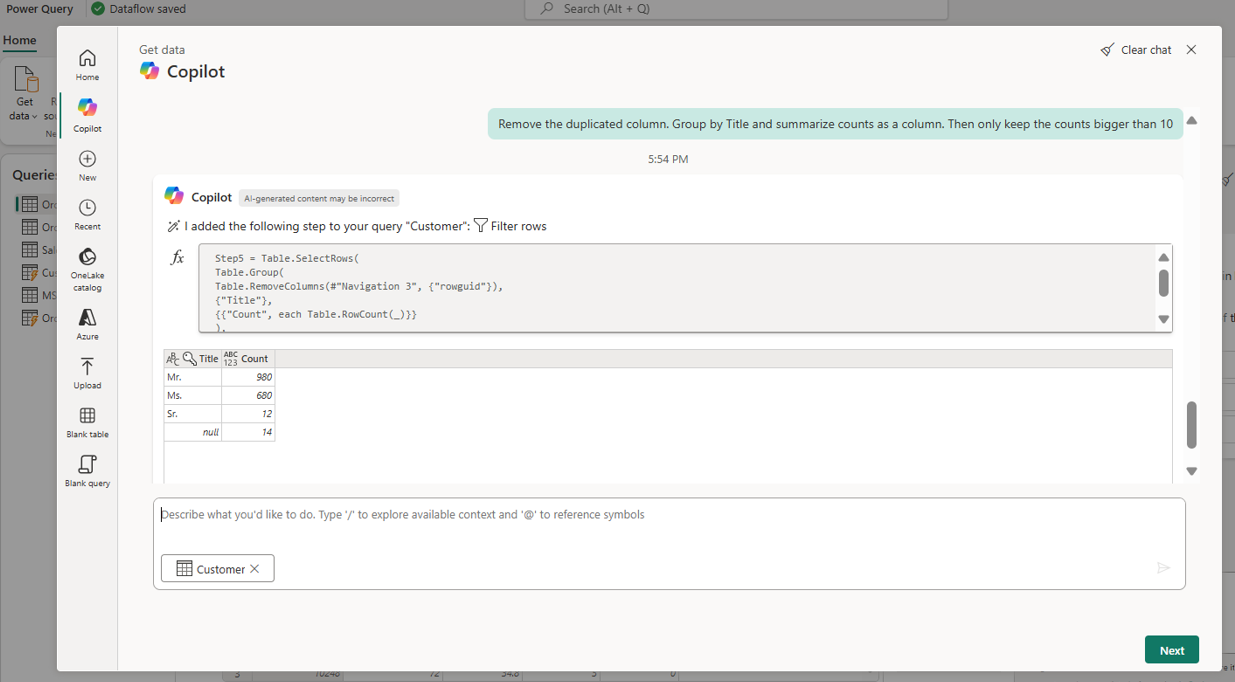 Screenshot of all operations using Copilot.