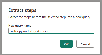 Screenshot of the Extract steps dialog with the new name inserted.
