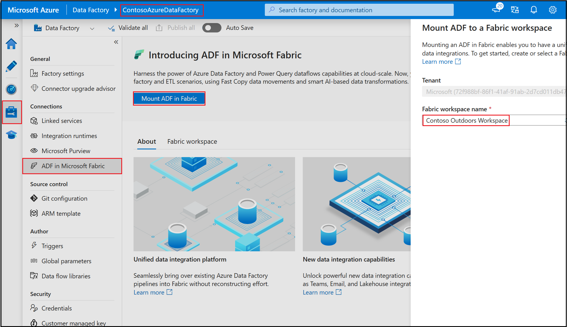 Screenshot showing mounting experience from ADF.