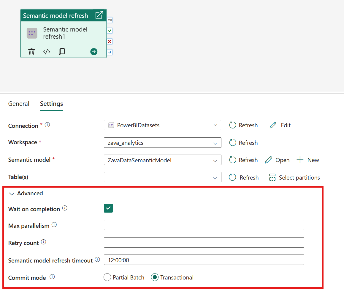 Screenshot showing where to provide additional details after selecting the connection for the activity.
